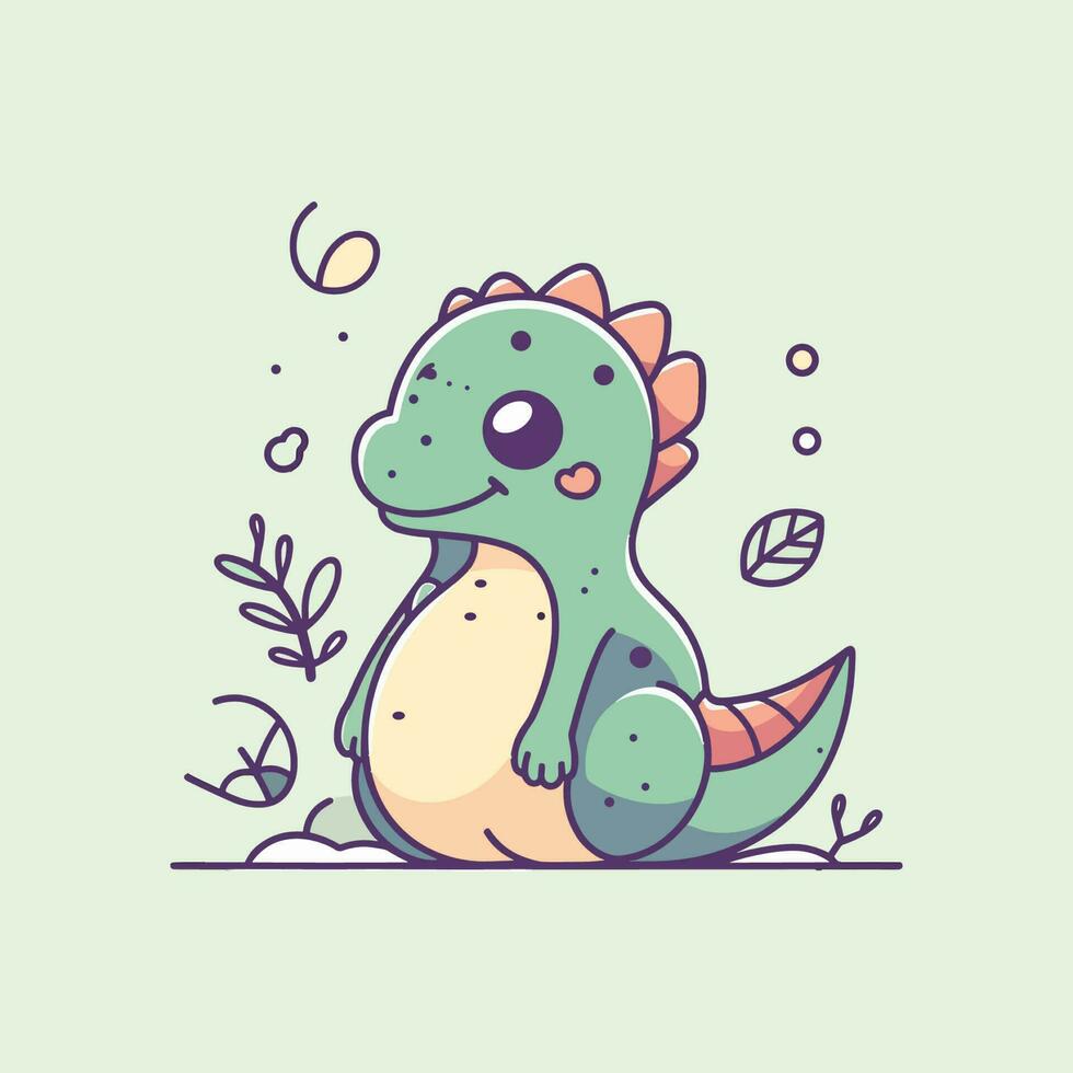 Cute baby Dinosaur cartoon reptile trex raptor illustration vector
