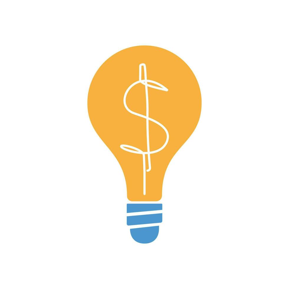 Dollar sign. Concept of fintech innovation, innovative idea generation in finance, creation of financial technology. Flat vector illustration. Business and world economy.