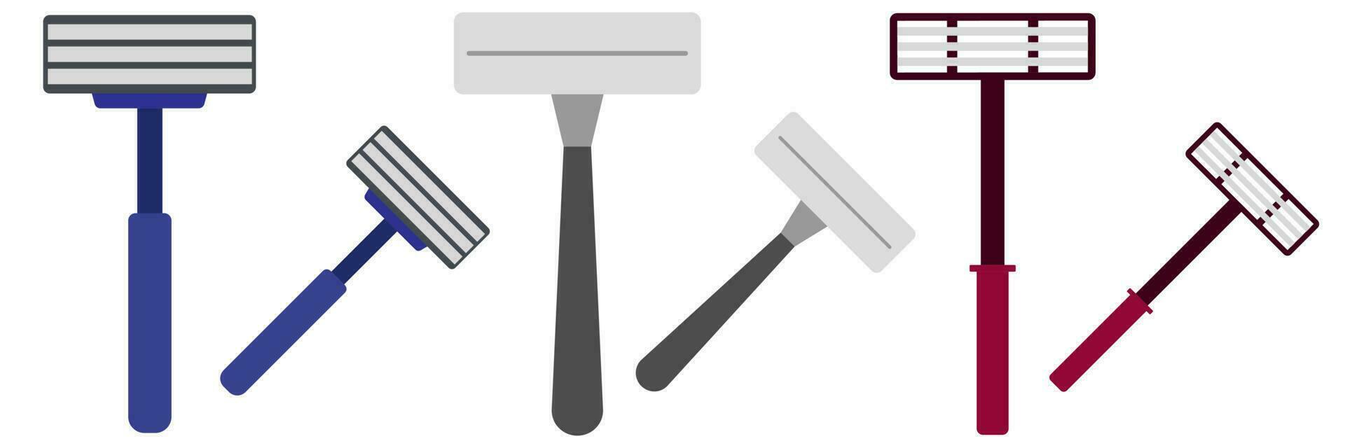 Derecho maquinilla de afeitar icono colocar. moderno, minimalista elegante colores. vector ilustración. afeitado espada en Barbero tienda.