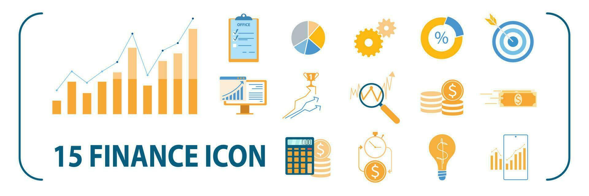 Vector finance icon set flat web - SEO and development, creative process, business and finance, office and business, security and protection, shopping and commerce.