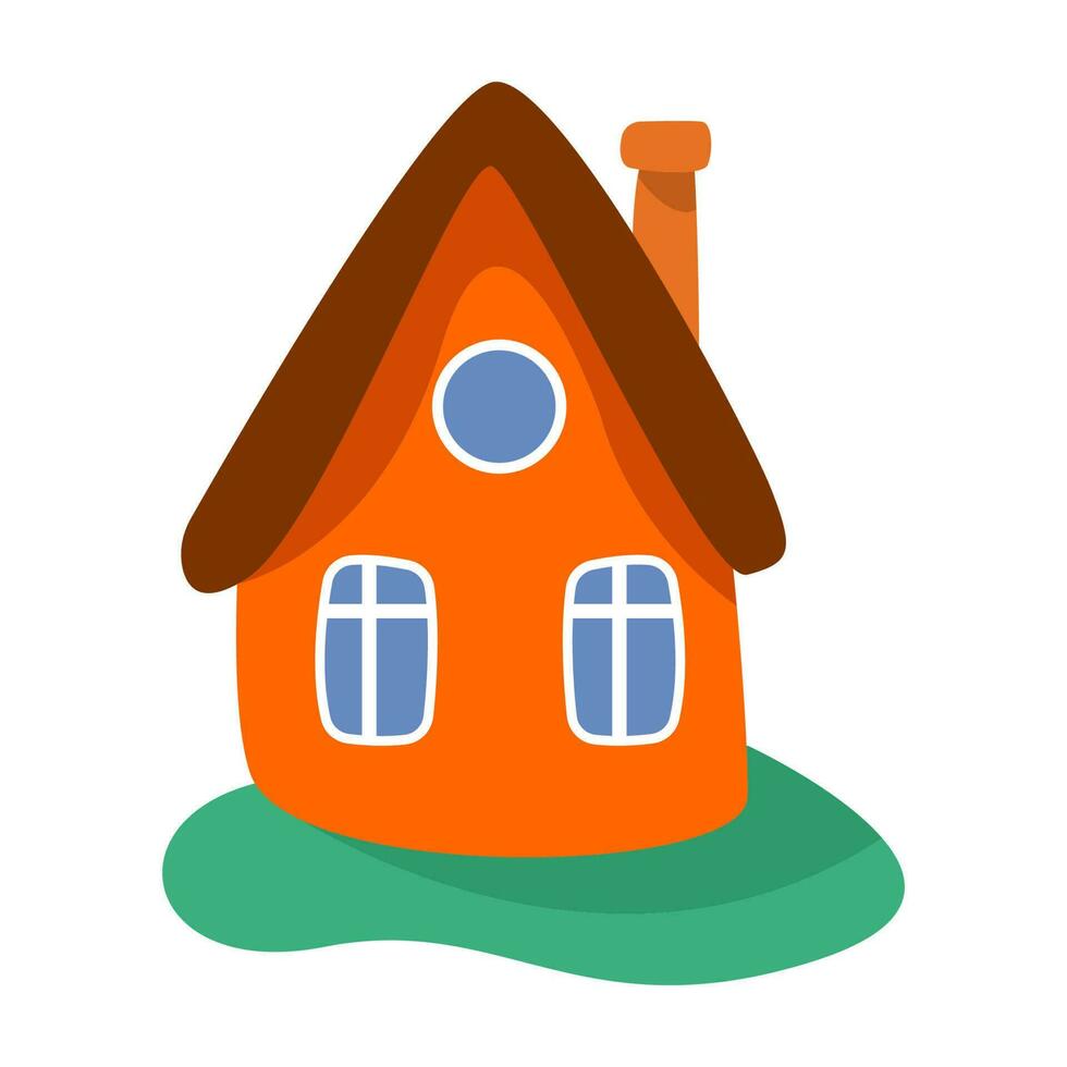 sweet cartoon house illustration for coloring book. vector
