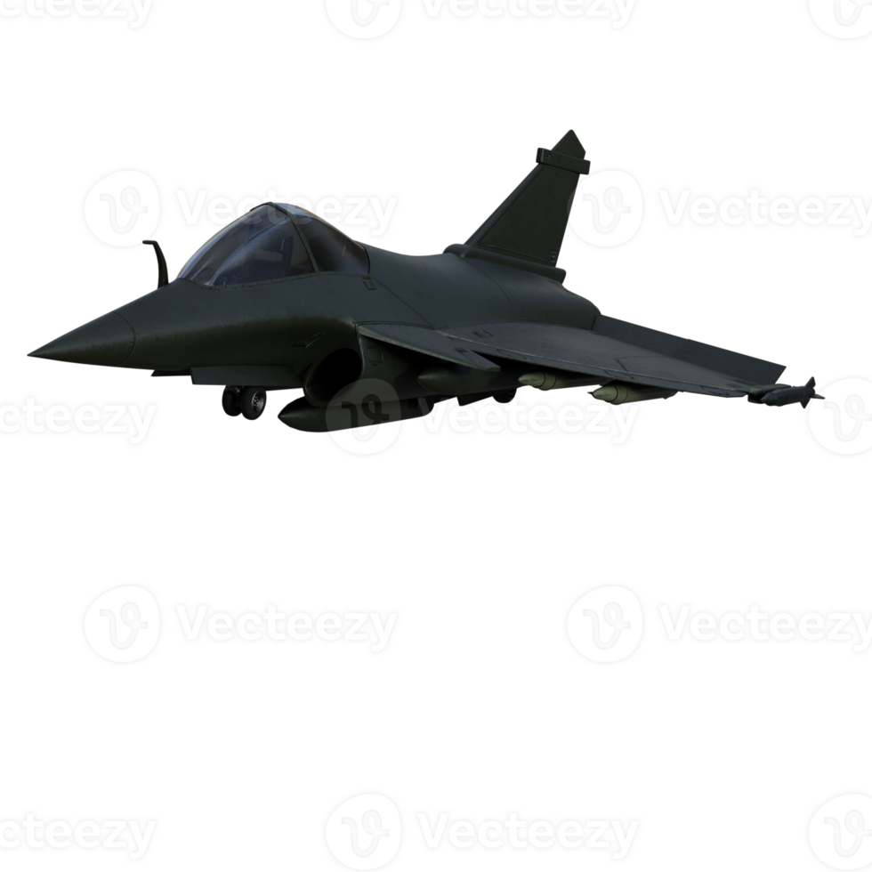 Jet fighter airplane isolated 3d rendering png