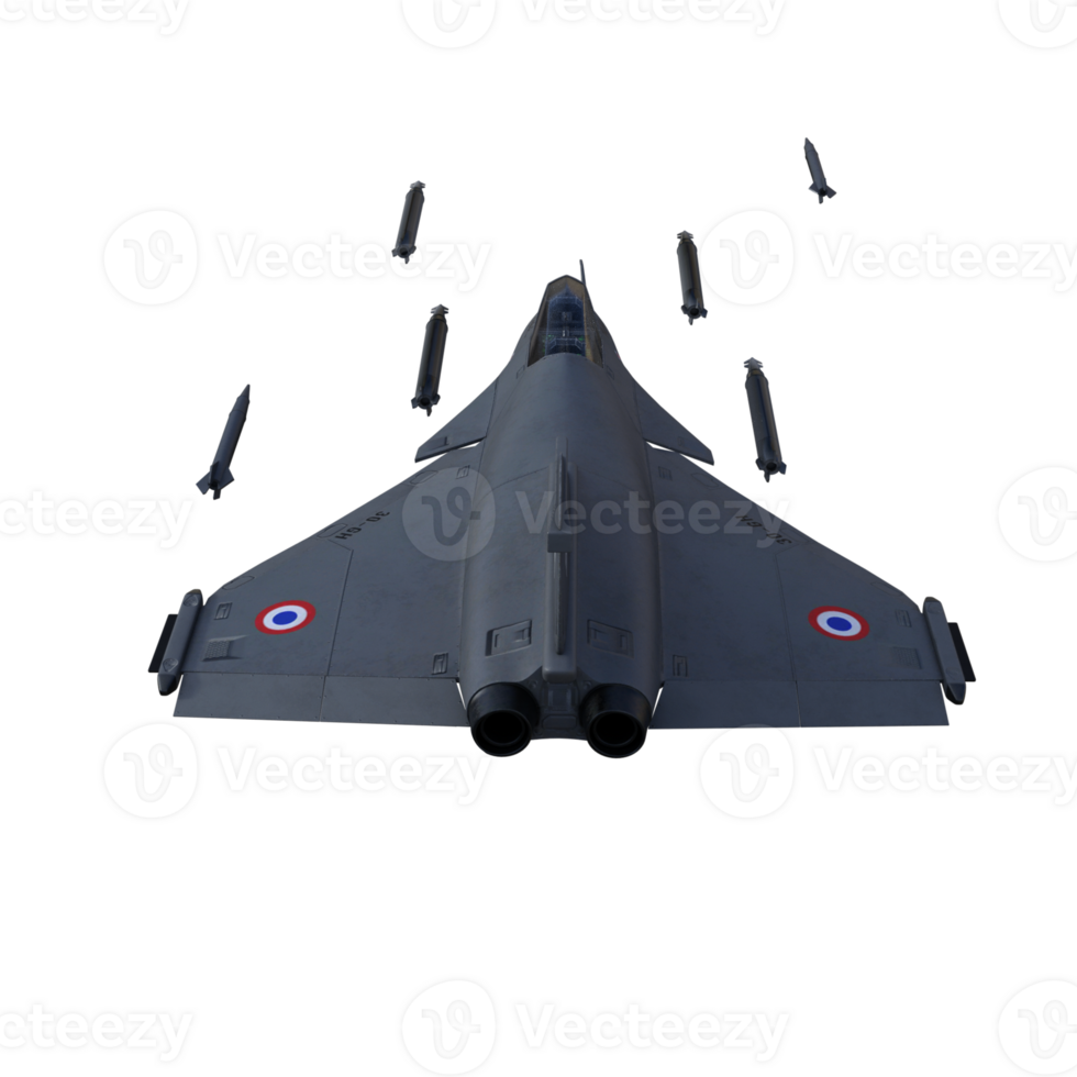 Jet fighter airplane isolated 3d rendering png