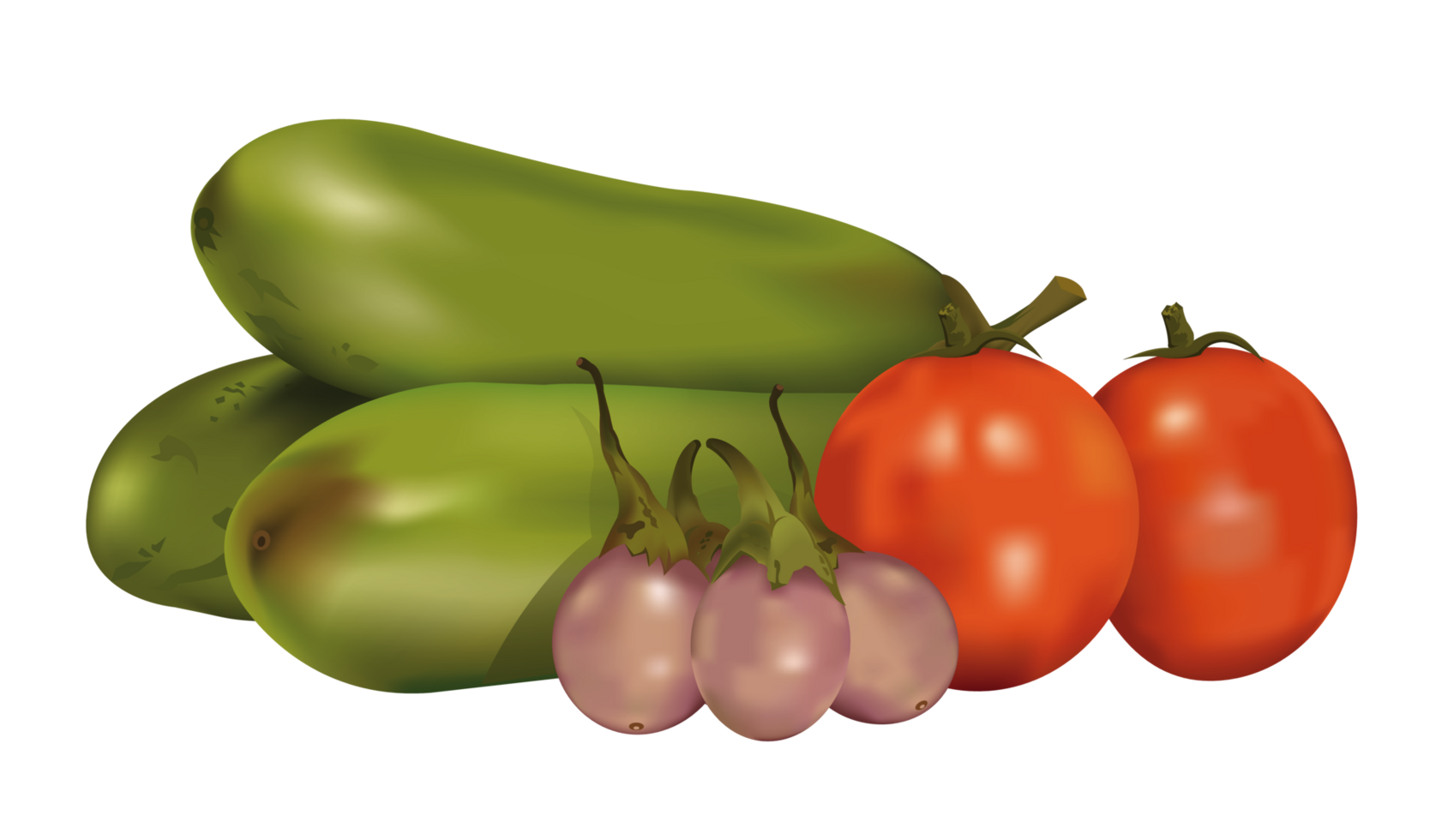 Tomatoes,green aubergine and eggplant png