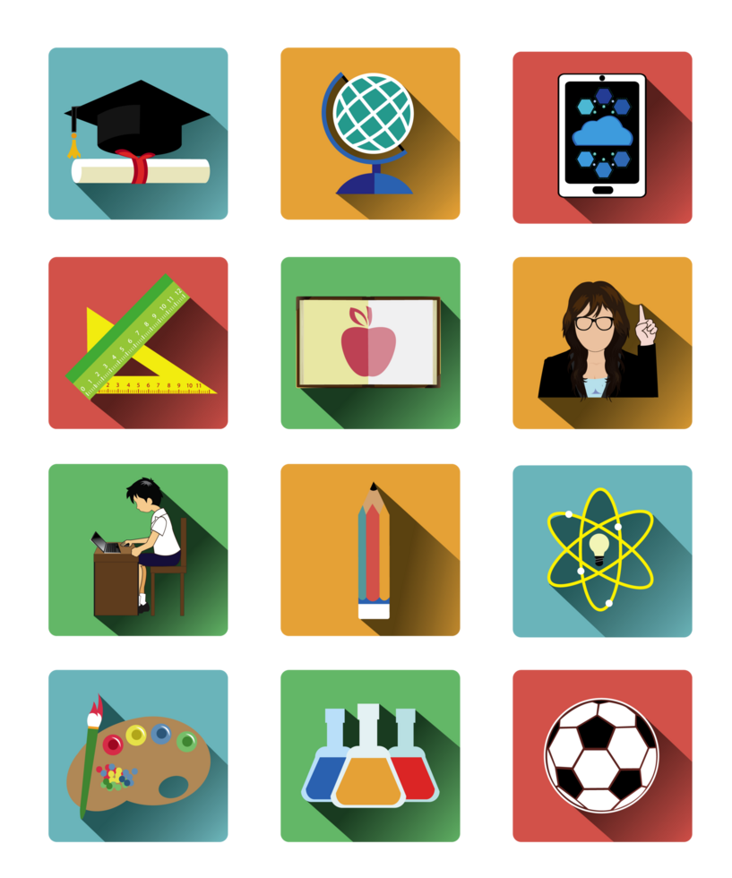 Illustration of Modern flat education icons set png