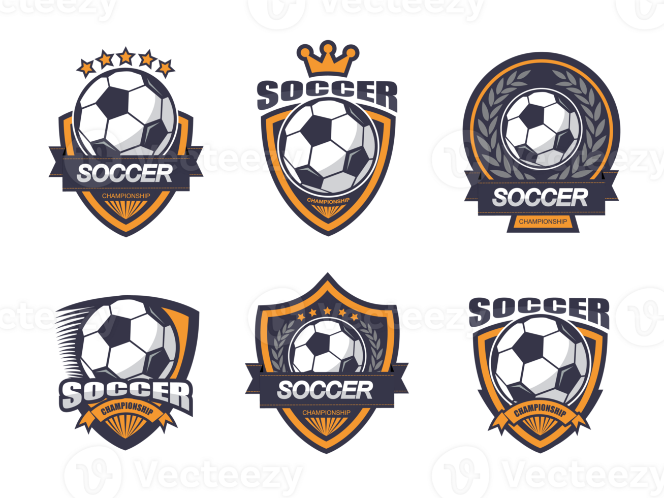 Collection of soccer logo set png