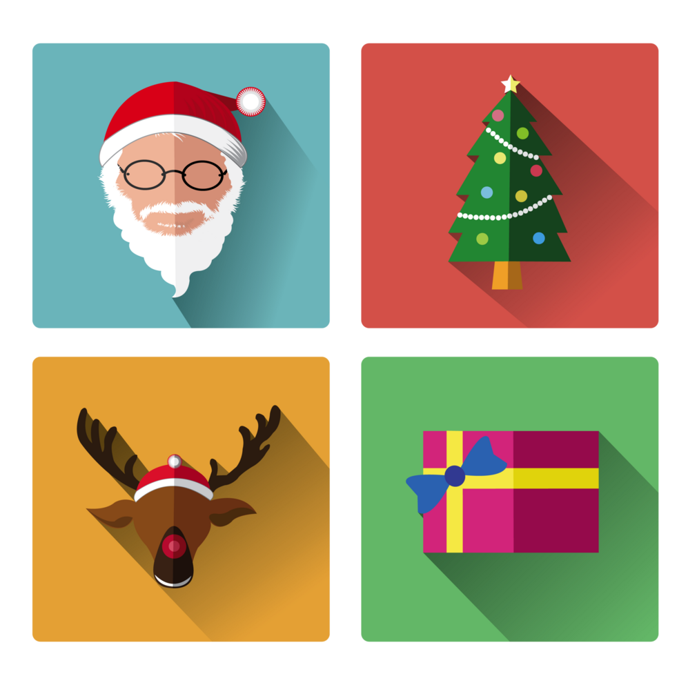 vier pictogrammen van de kerstman claus en Kerstmis dag png