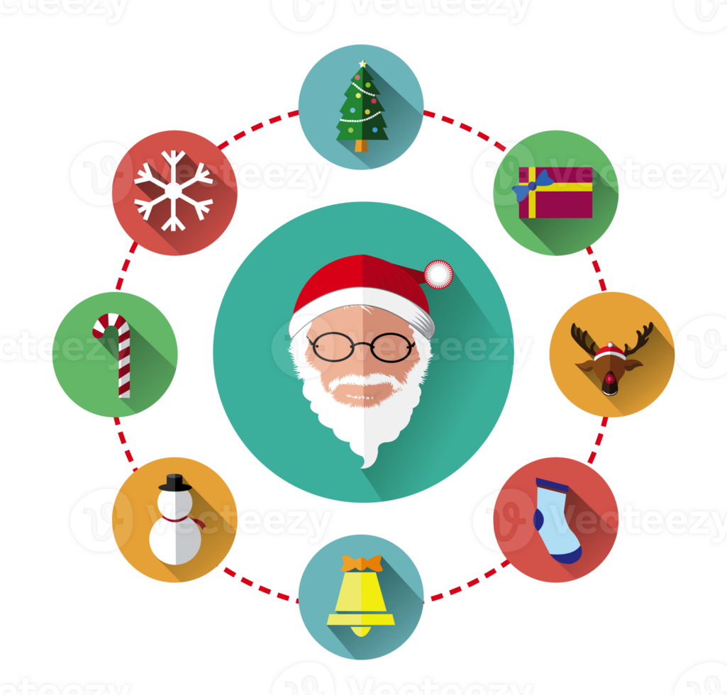 cirkel van pictogrammen van de kerstman claus en Kerstmis dag png