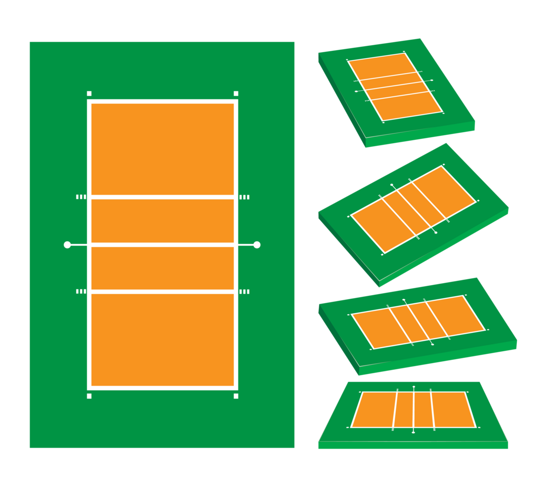 ilustração 3D da quadra de vôlei ou conjunto de campo png