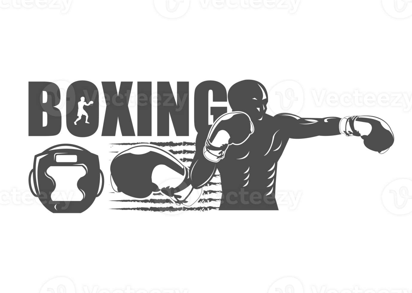 Black and white attack concept for boxing logo set png