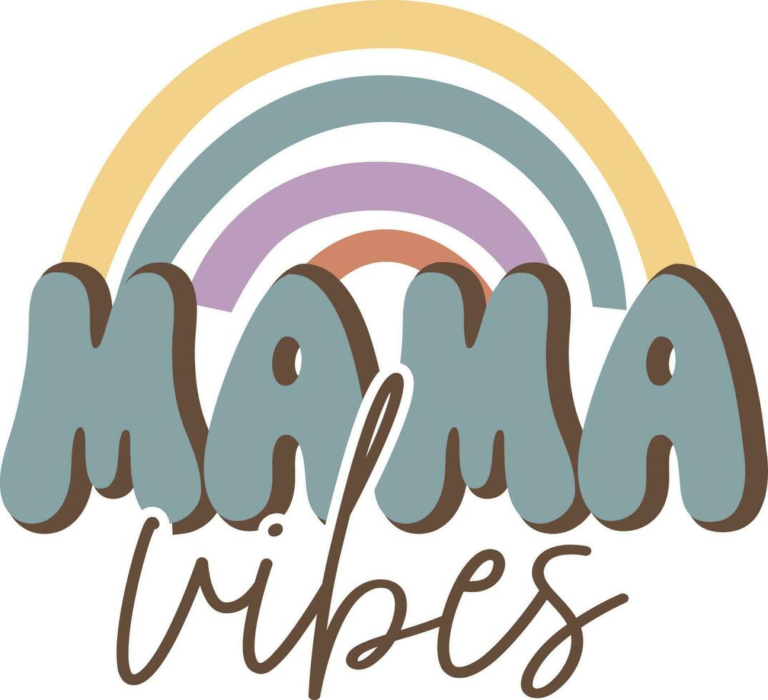 mama vibes Groovy Retro Mom Sublimation Mothers Day design vector