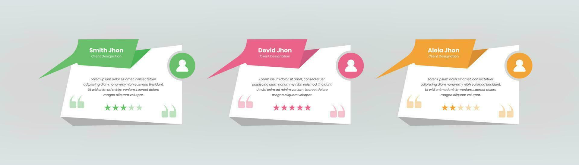 Client feedback or customer rating card with minimalistic abstract shapes for web and mobile ui elements vector