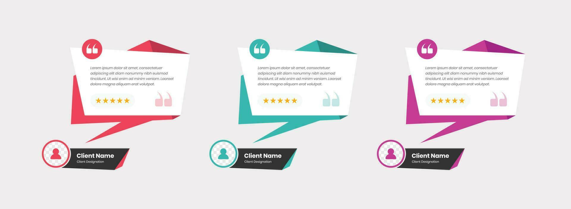 Abstractly designed customer review or client feedback infographic web element design vector