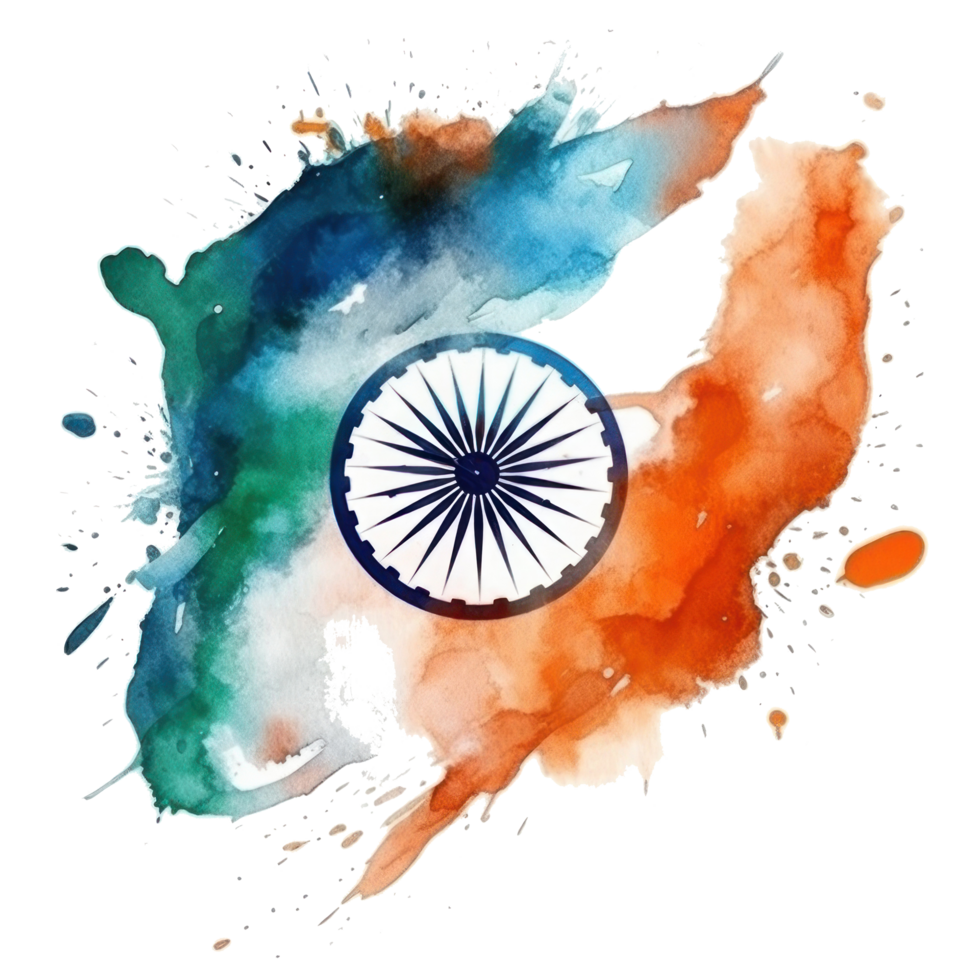 aquarelle peint Indien drapeau coupé png