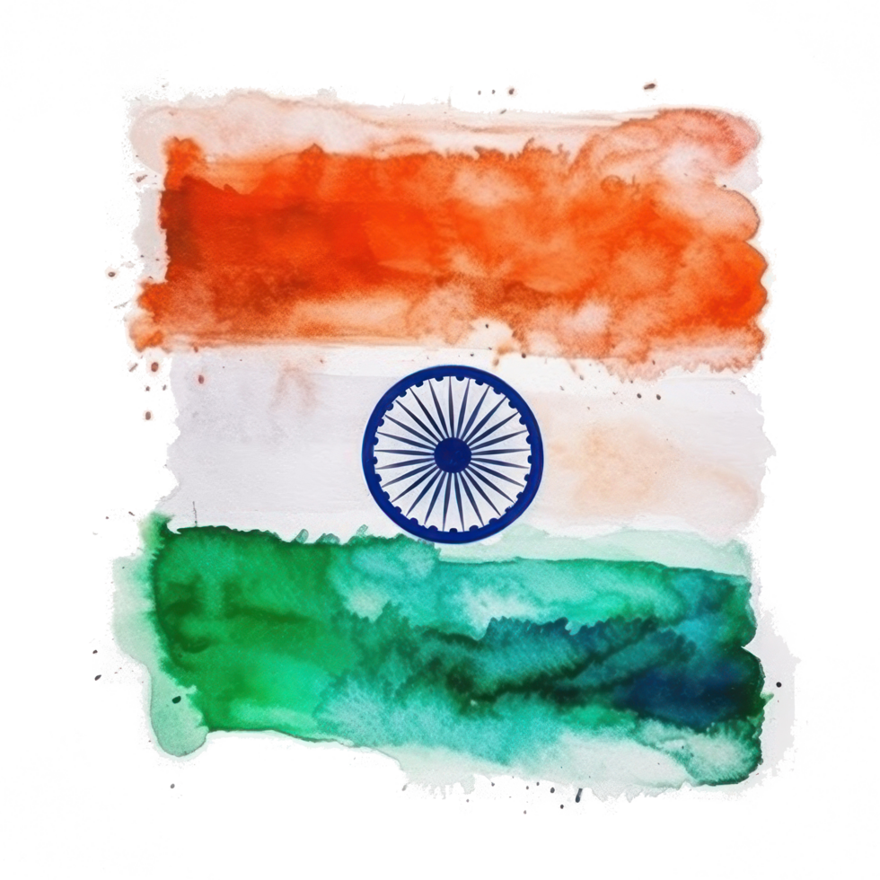 Watercolor painted Indian flag cutout png