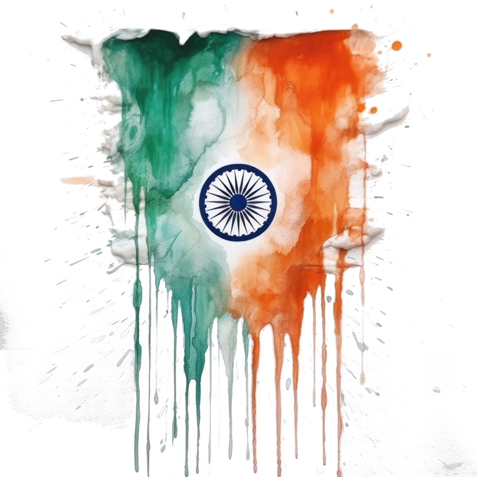 Watercolor painted Indian flag cutout png