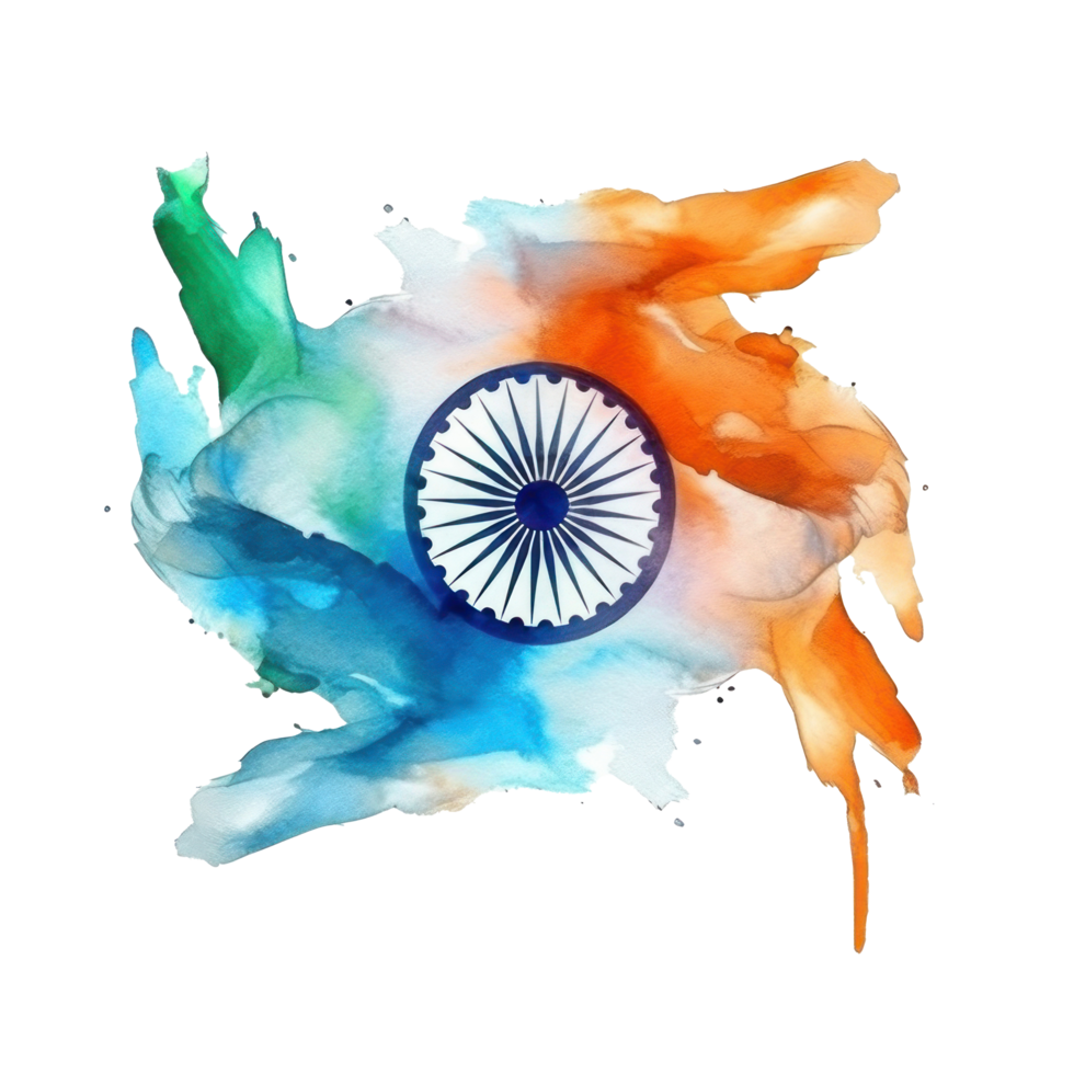 Watercolor painted Indian flag cutout png