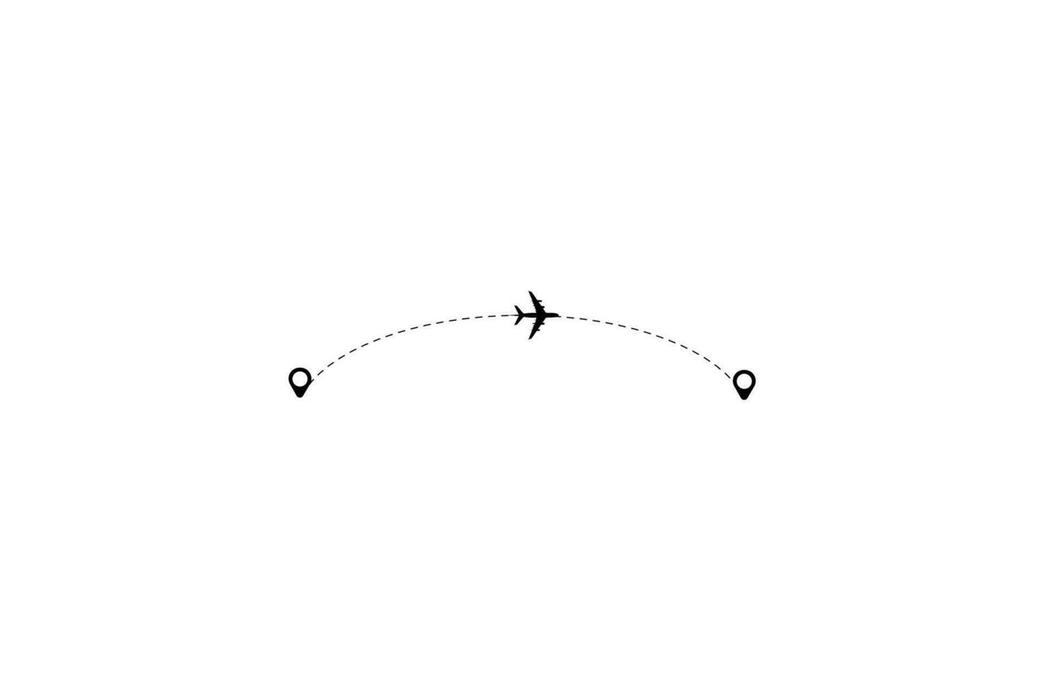 Set of dashed line plane car and bicycle route with location icon flat design vector