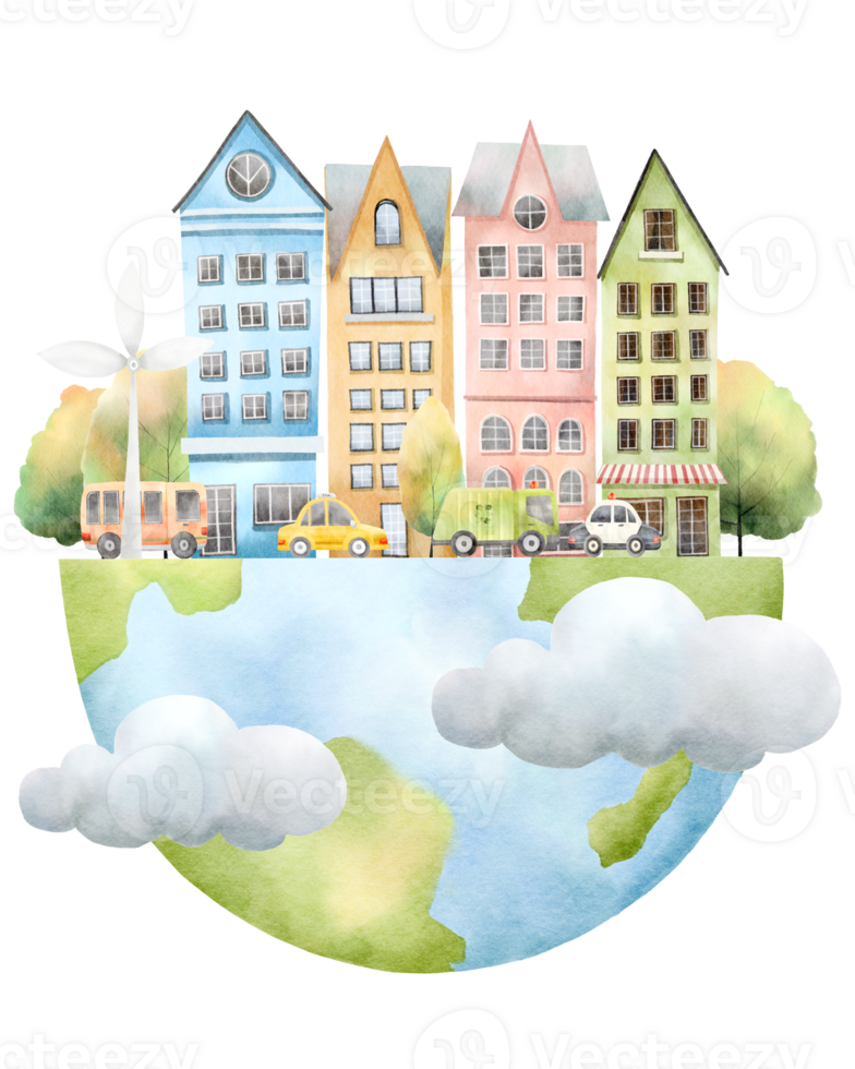 Umwelt Stadt Aquarell png