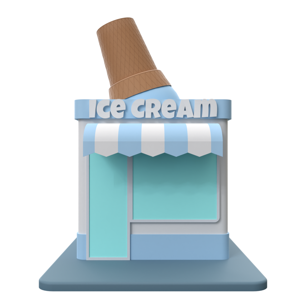 3D rendering of a ice cream shop building illustration png