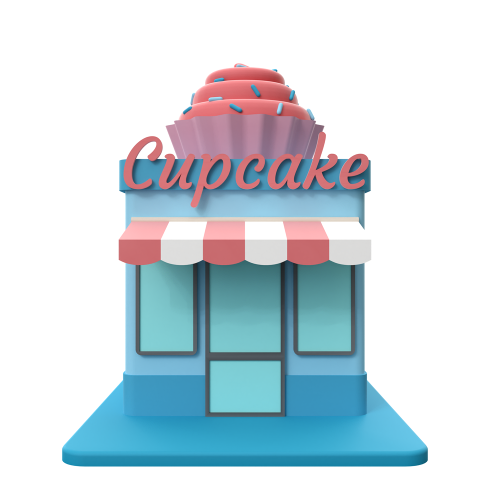 3d Rendern von ein Cupcake Geschäft Gebäude Illustration png