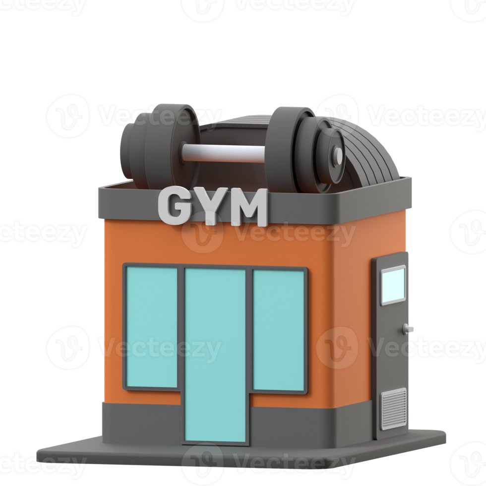 3D rendering of a gym building illustration png