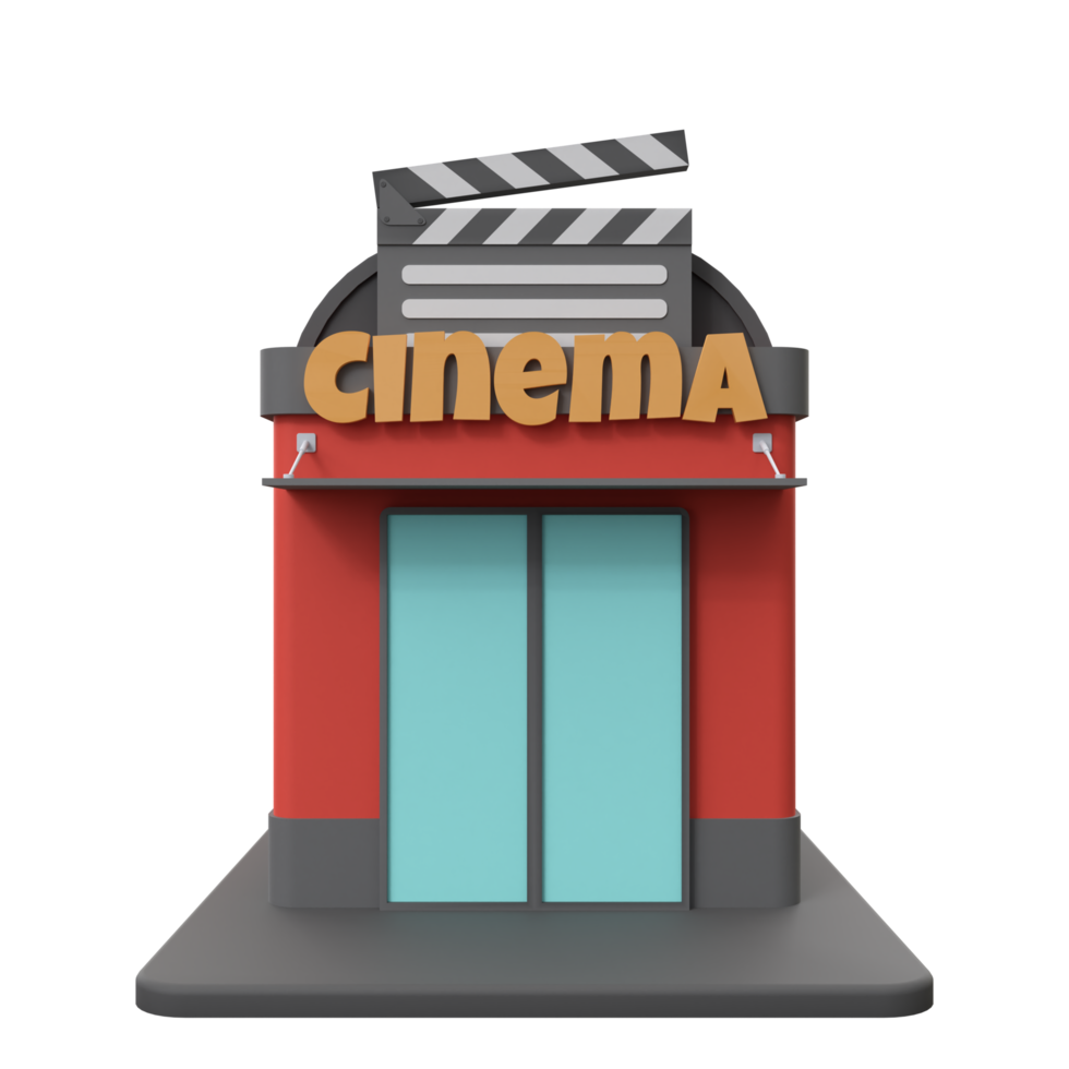3D rendering of a cinema building illustration png