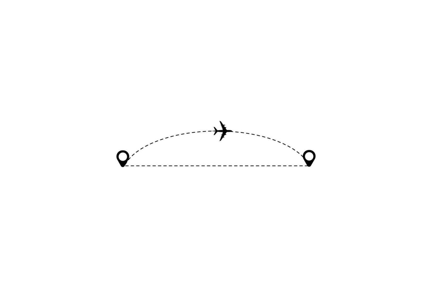 Set of dashed line plane car and bicycle route with location icon flat design vector