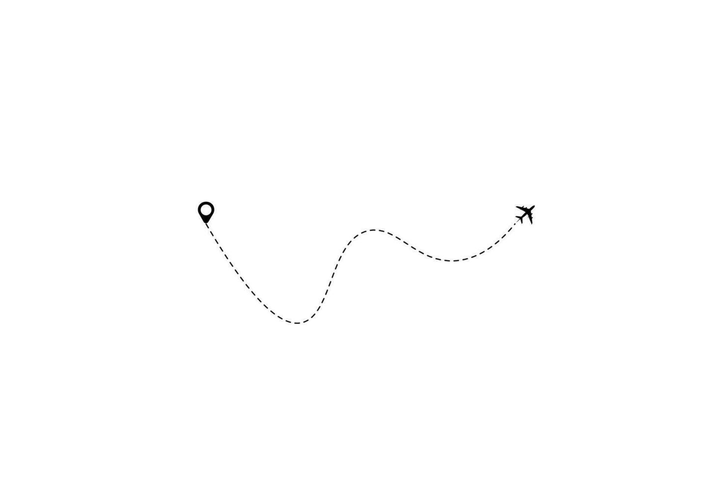 Set of dashed line plane car and bicycle route with location icon flat design vector