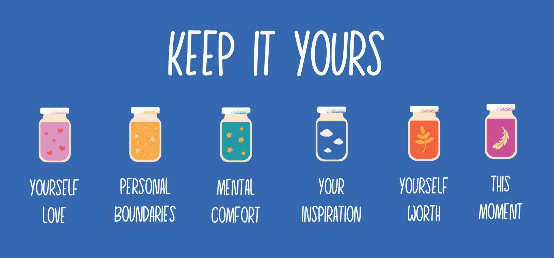Care about yourself set of vector illustration