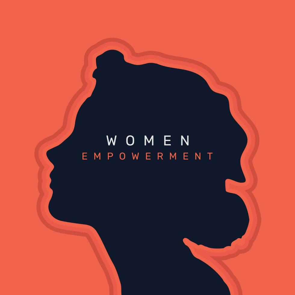 women empowerment, womens day campaign celebration poster with women face silhouette vector