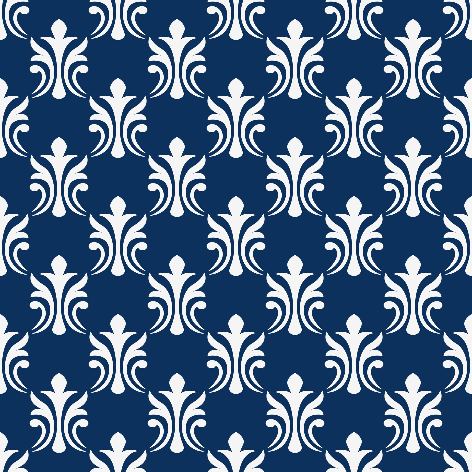 Classic seamless vector pattern damask orient navy blue and golden