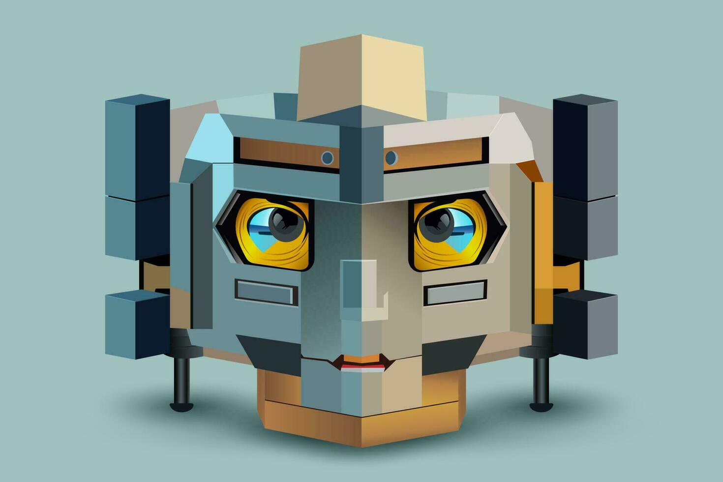 abstract face in a cubic style in the form of a robot vector