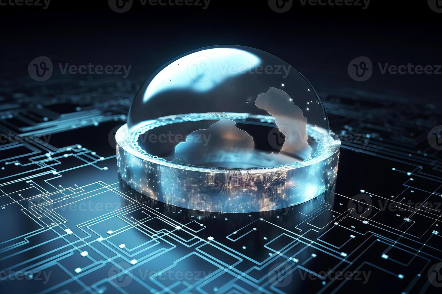 Cloud computing Data Base Technology concept with glowing holographic structures. illustration photo