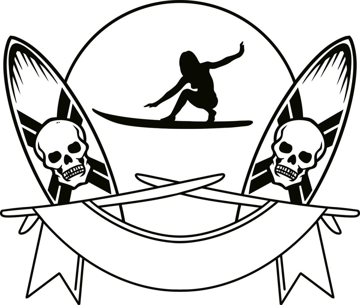Line art surfer vector illustration