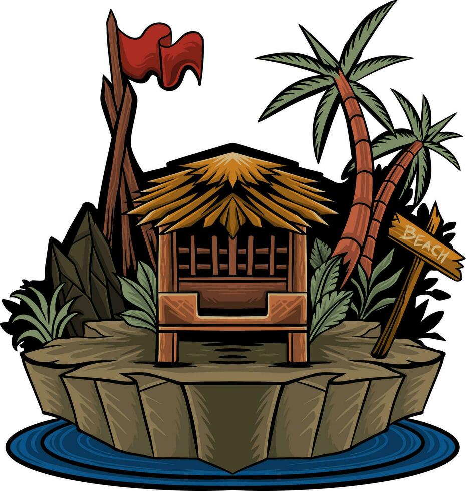 Beach hut vector illustration