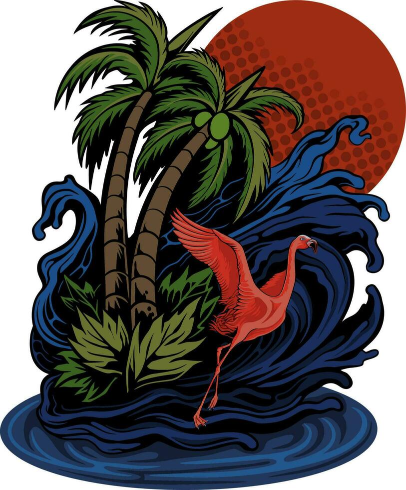 Flamingo bird vector illustration