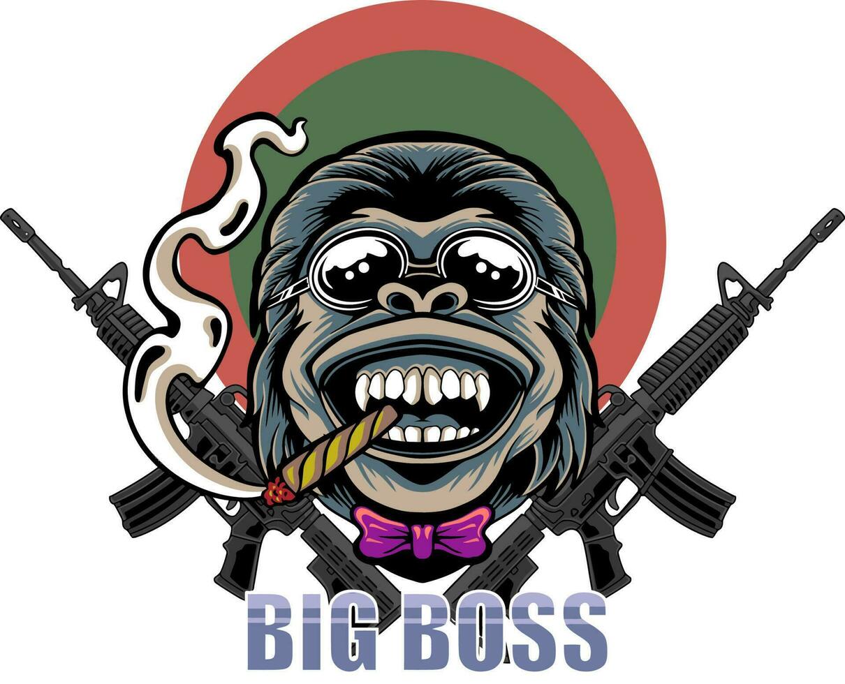 Big boss monkey vector illustration