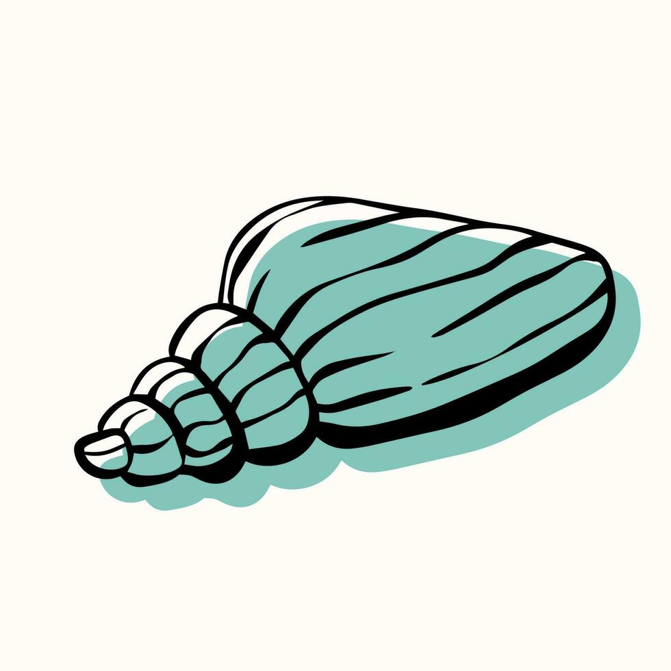 Shell with an outline in a trendy minimal style. Vector illustration of a shell clam for tattoo, design social media