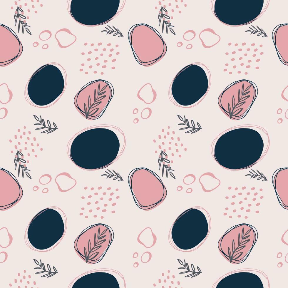 Pattern of abstract backgrounds with organic shapes and hand drawn in pink, gray and blue tones. Minimal Modern Stylish Design Pattern. vector