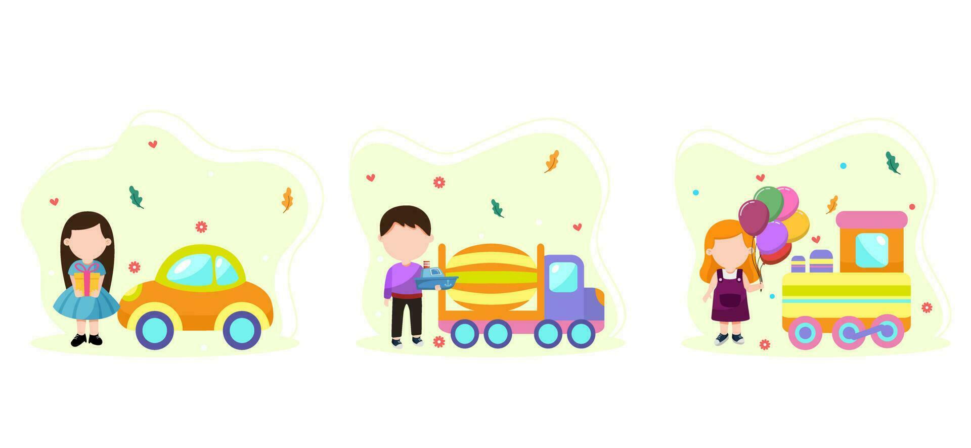 Children's Day Flat Bundle Illustration vector