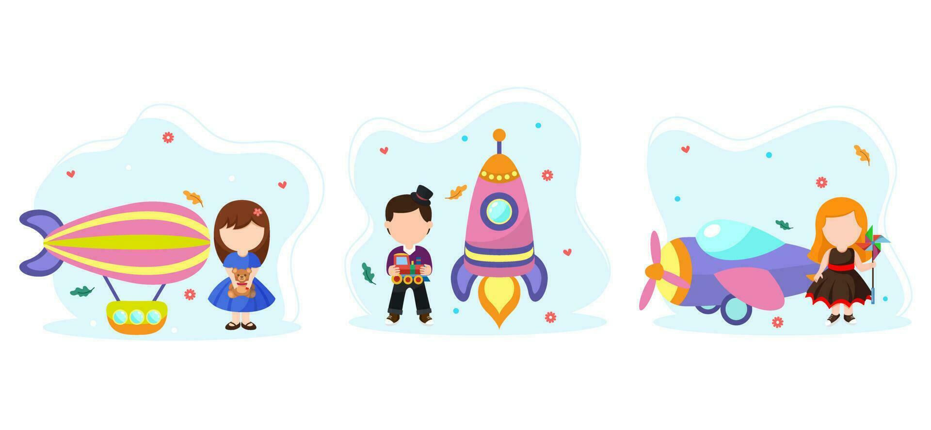 Children's Day Flat Bundle Illustration vector