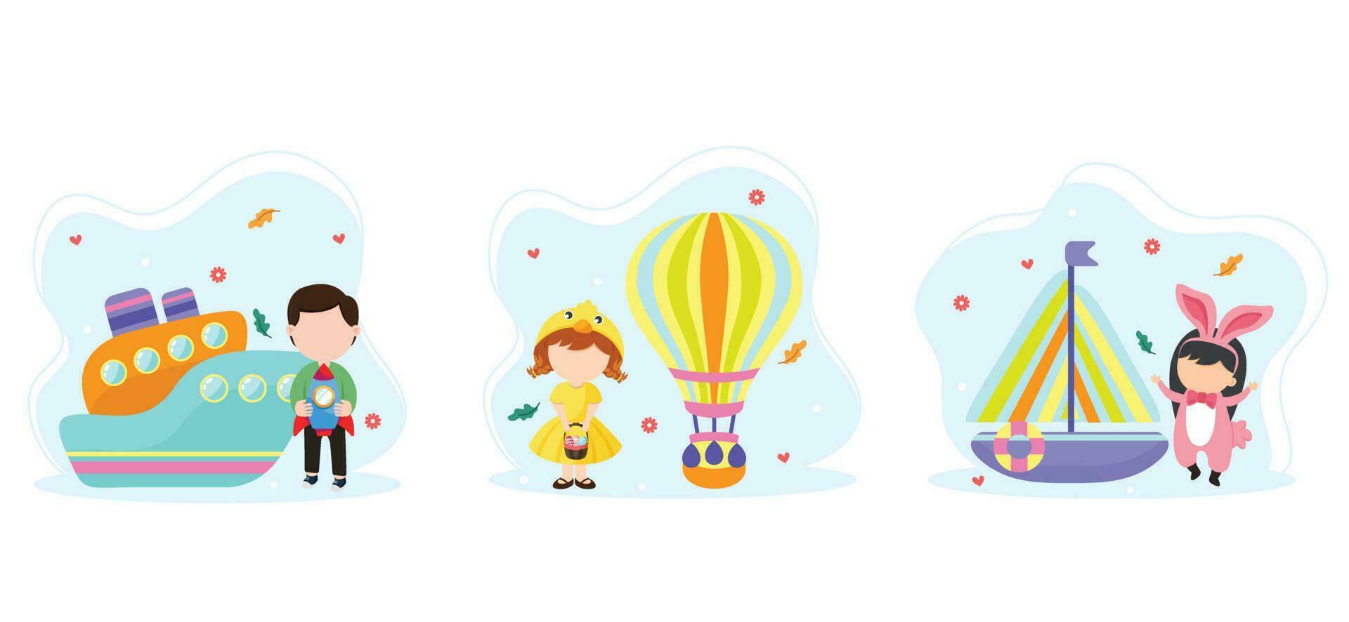 Children's Day Flat Bundle Illustration vector