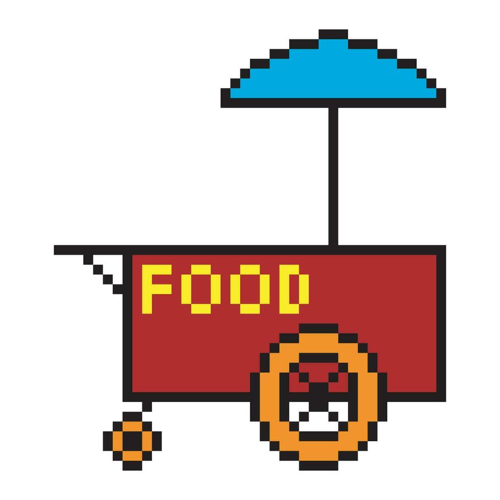 carrito de comida callejera pixel art aislado sobre fondo blanco. ilustración vectorial vector