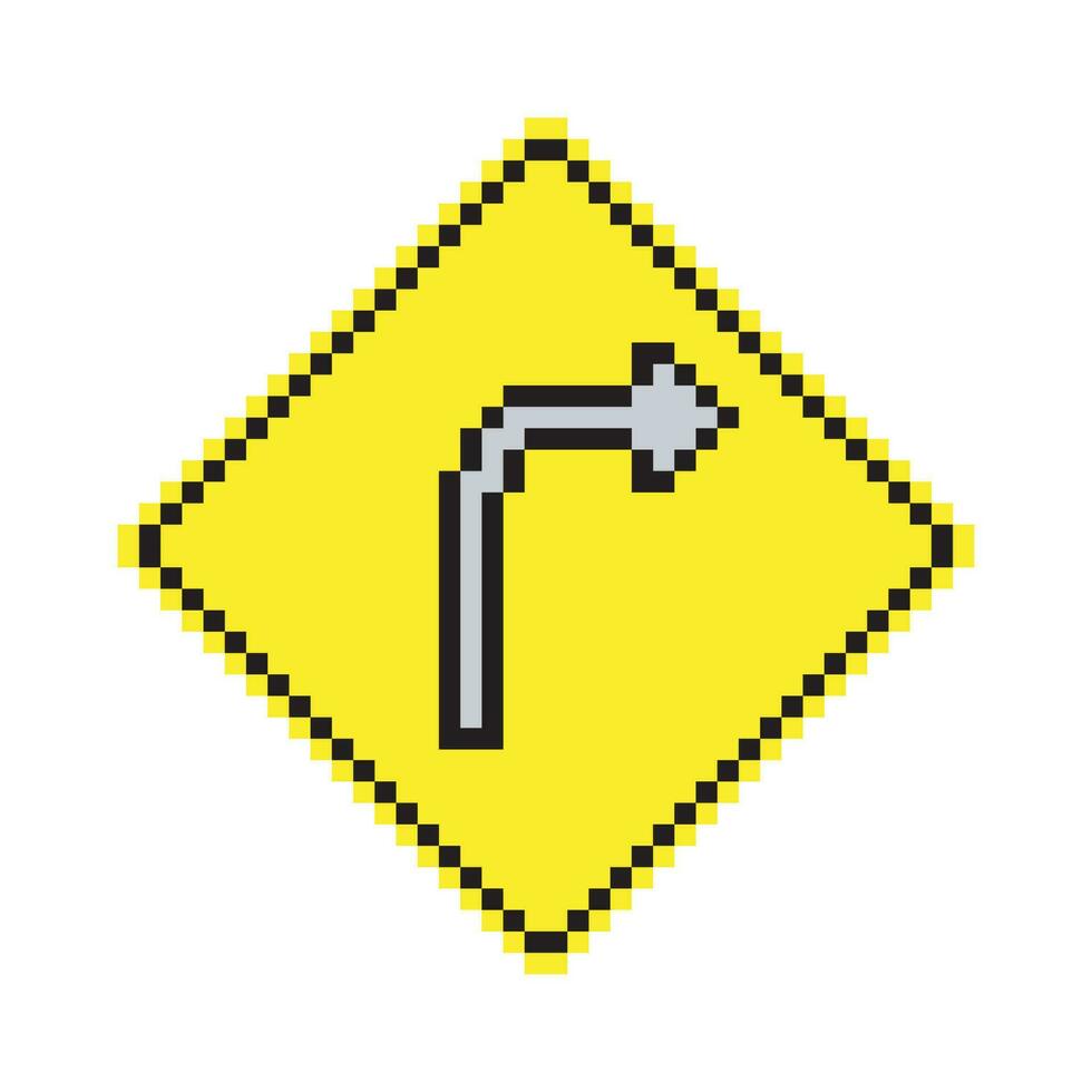 Traffic sign turn in pixel art vector