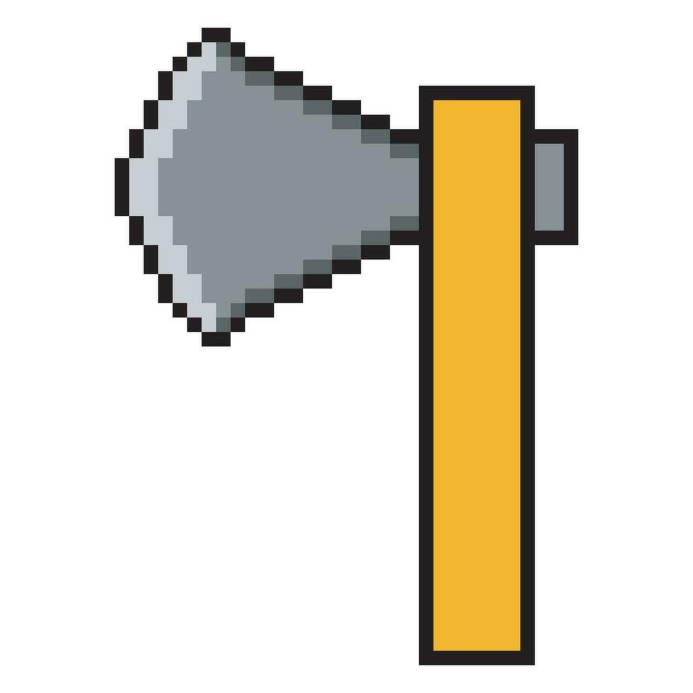 Axe icon with pixel art vector