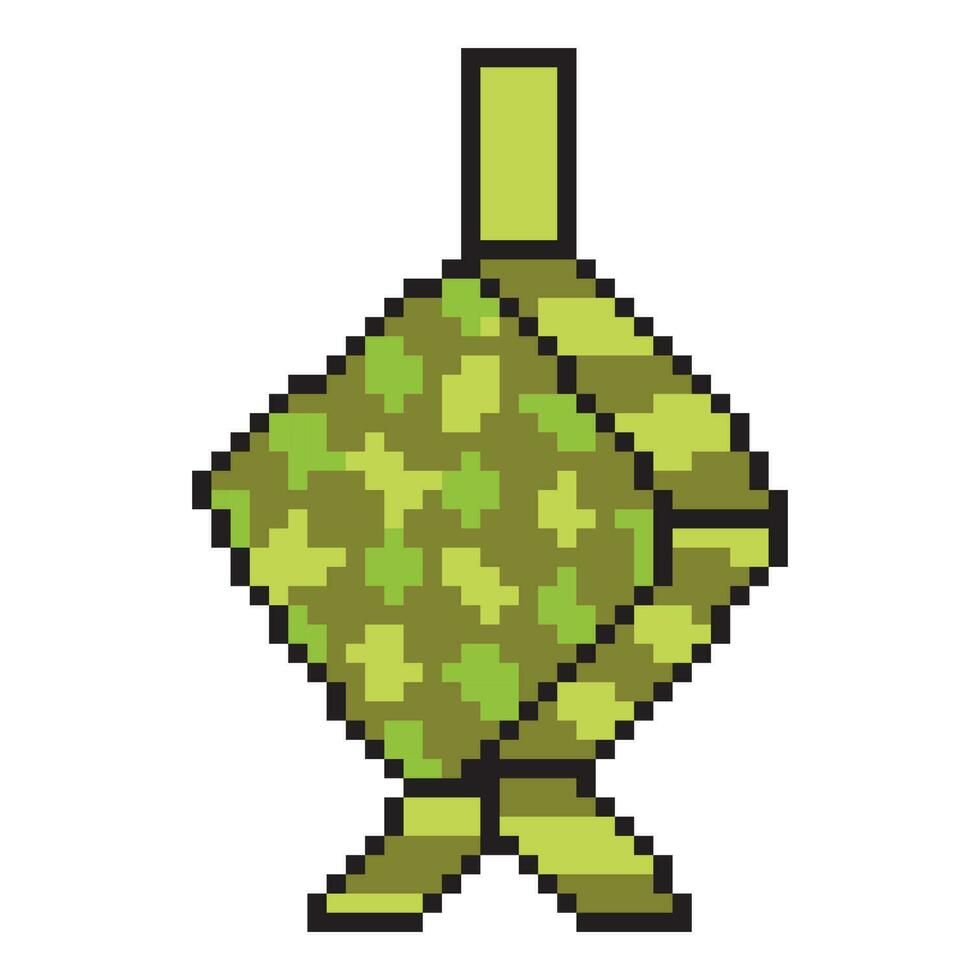 Ketupat for eid Mubarak with pixel art vector