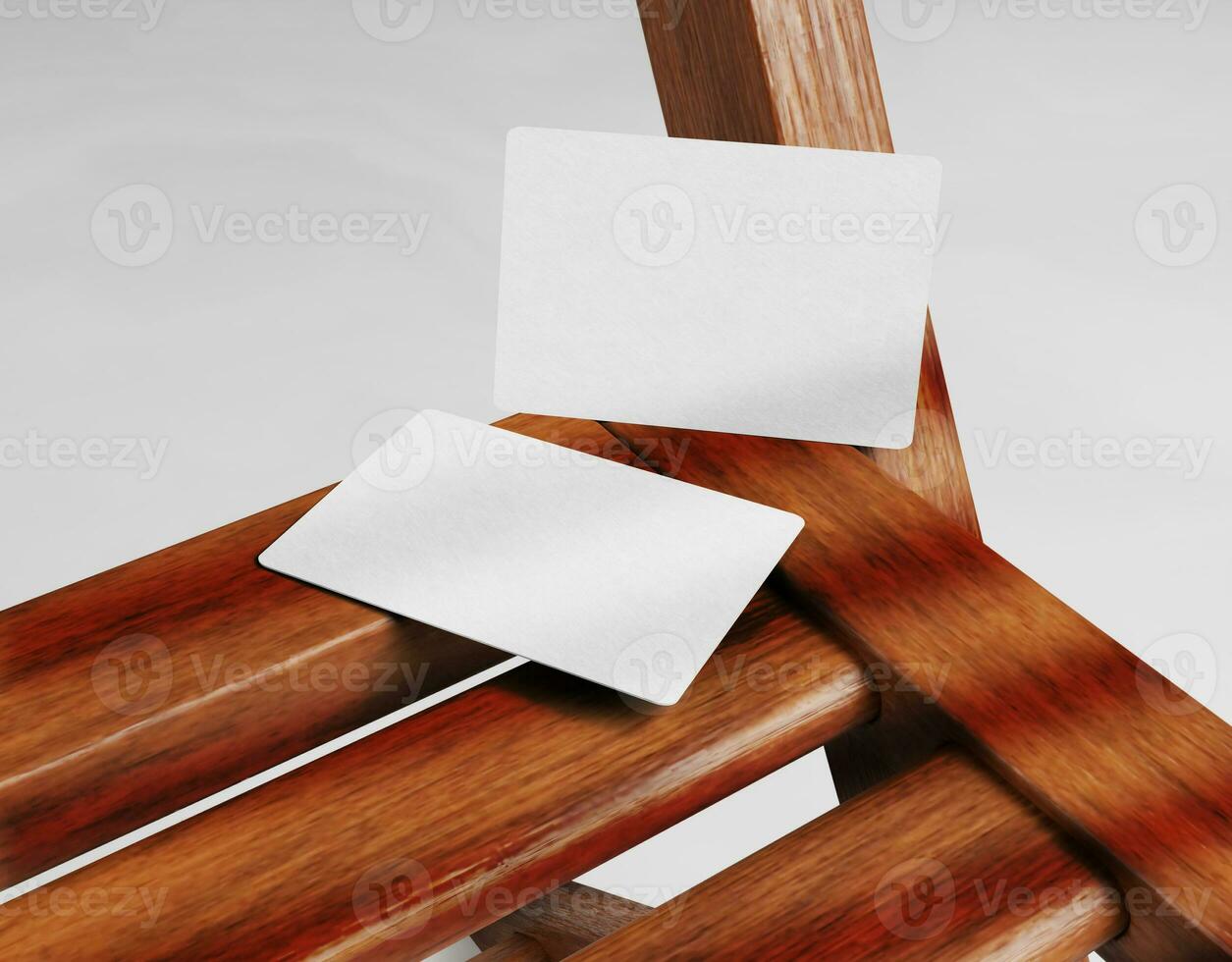 Business card preview on wooden table 2 photo