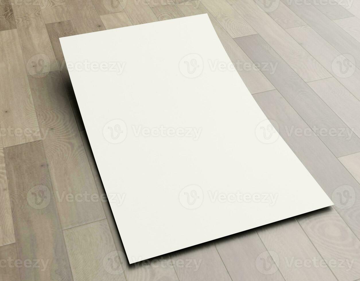 Paper on wooden floor photo