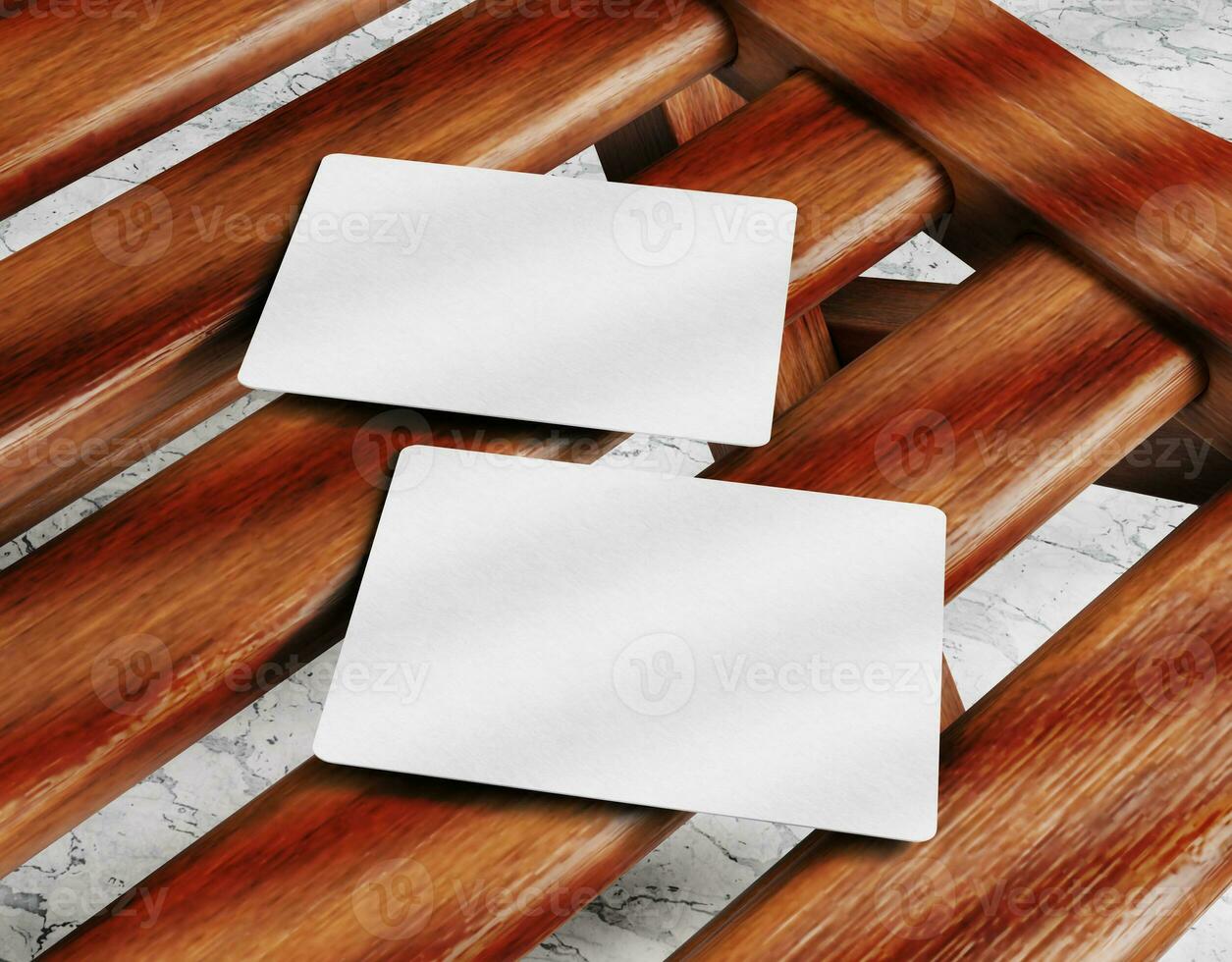 Business card preview on wooden table photo